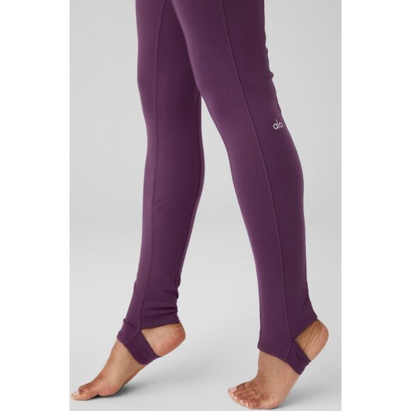 Alo Airbrush High-Waist Enso Leggings Dark Plum Stirrups Hi-Rise Waist Tights L - Picture 4 of 16